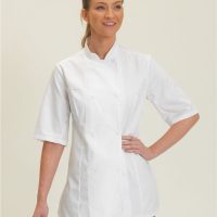 DD33S Dennys Ladies' Short Sleeve Fitted Chef's Jkt (Var 02)